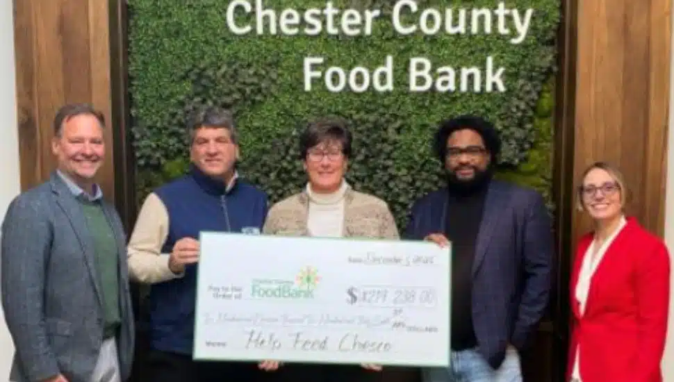 Partners from The Chester County Community Foundation, Chester County United Way, Chester County Food Bank, Alliance for Health Equity and United Way of Southern Chester County gather to celebrate the success of the Help Feed Chesco campaign.