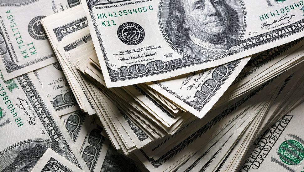Pile of $100 bills.