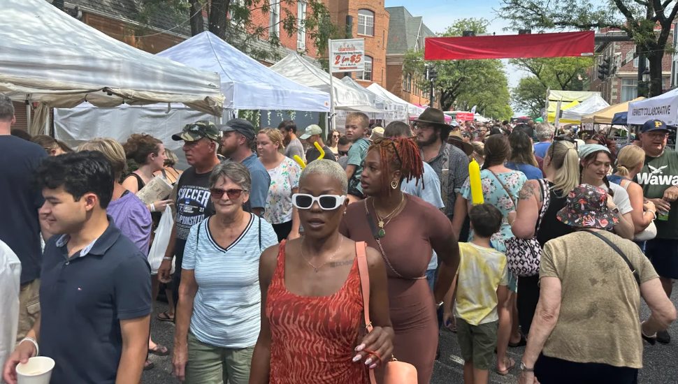 Residents in downtown Kennett Square for the Kennett Square Mushroom Festival.