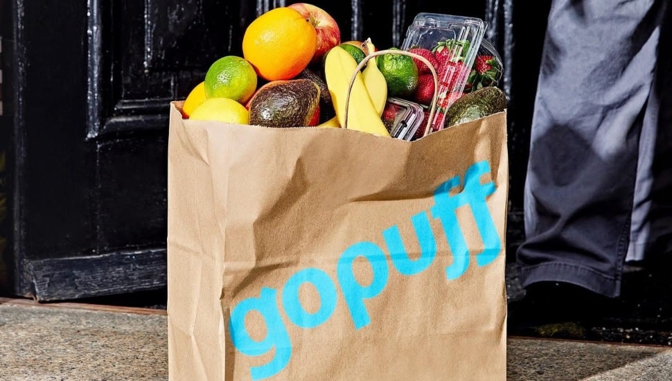 Gopuff bag with food in it.