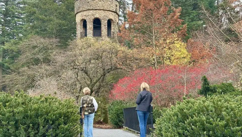 Two women enjoy Longwood Gardens in November.