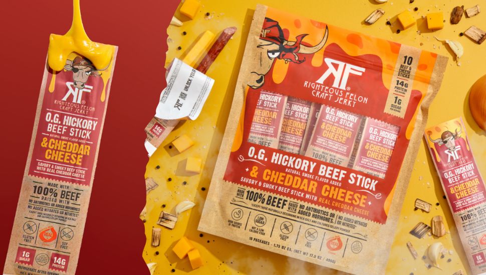 Righteous Felon Craft Jerky beef and cheese combo.