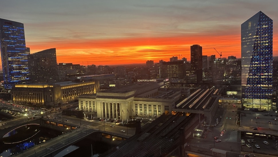 Philadelphia at sunset.