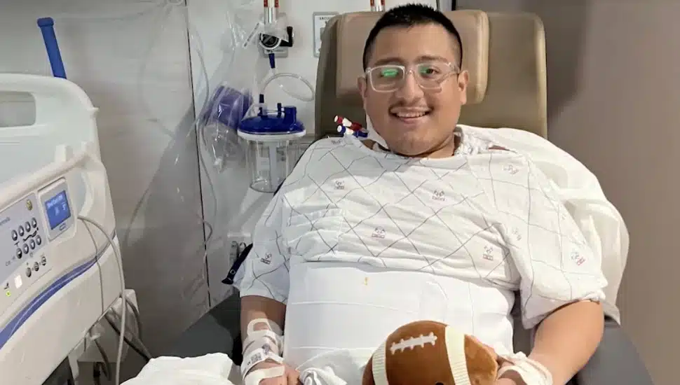 Landenberg resident DJ Riddell in a hospital bed.