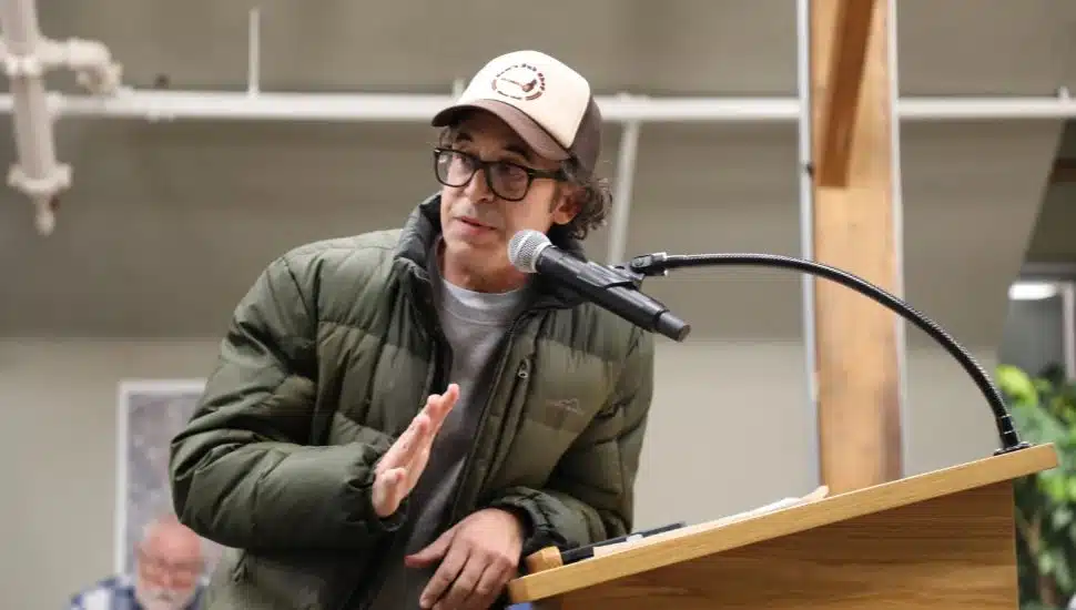 Actor and business owner Michael Bertrando at a Kennett borough council meeting.