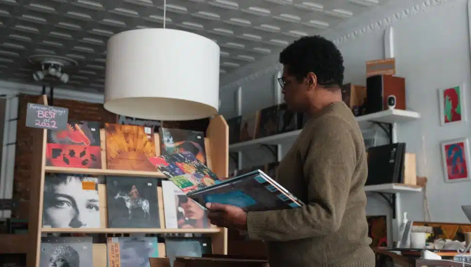 Shop owner Shawn Cephas in his record store, Forever Changes.