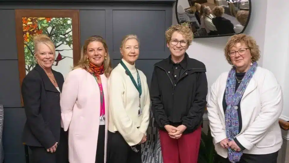 Barclay Friends staff and community leaders gathered to celebrate federal funding for the Goshen memory care neighborhood.