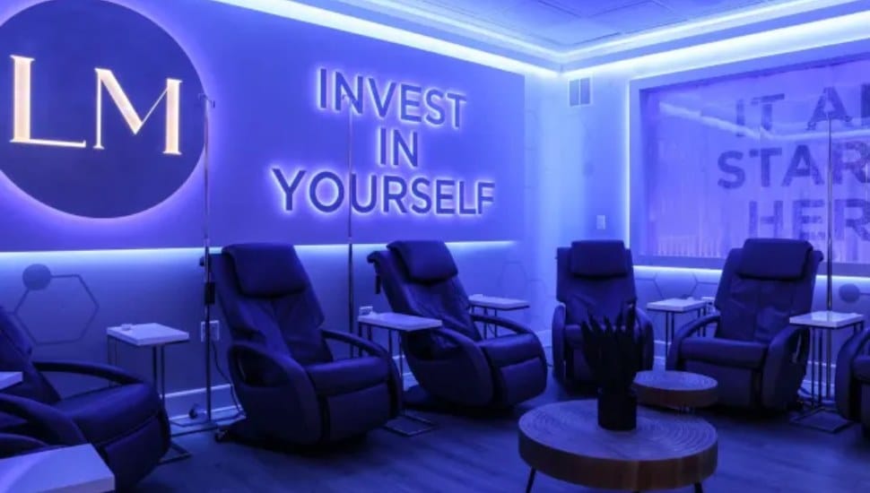 A dimly lit treatment room at LifeMed Institute.