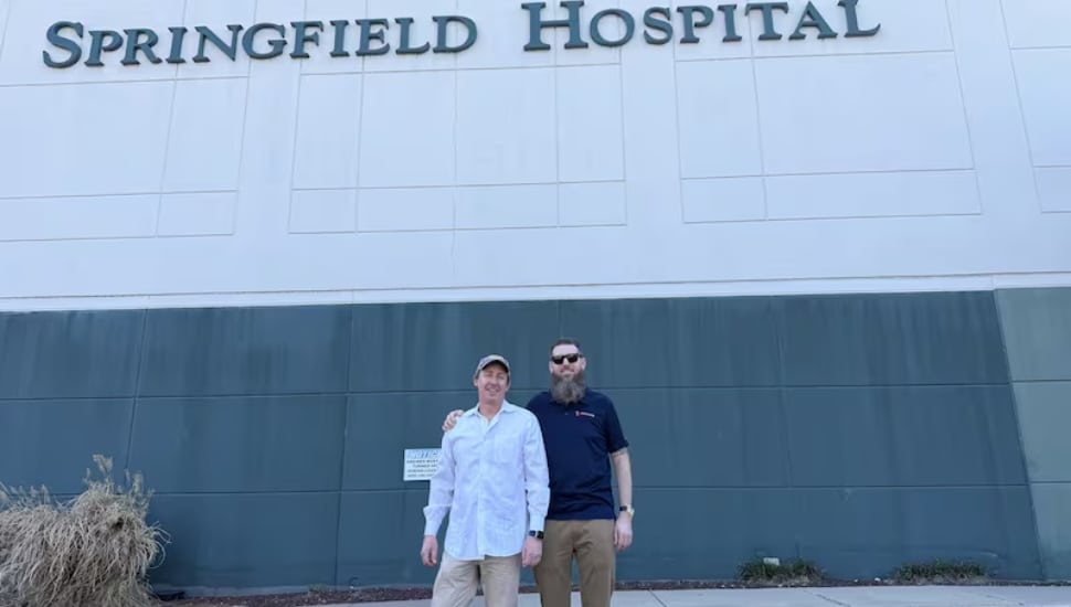 Todd Strine (left) and Justin Misner are two of the partners in an investment group that has purchased the Springfield Hospital building.