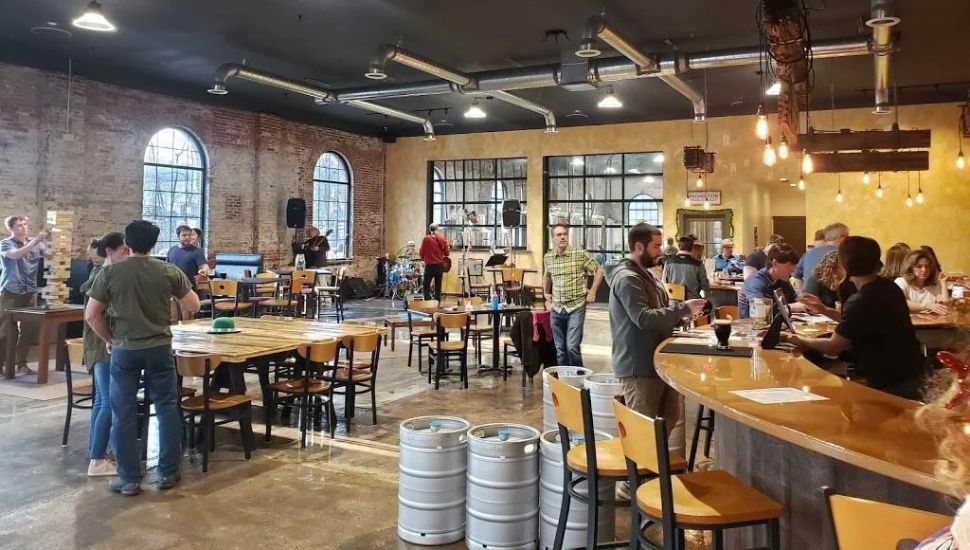 The interior dining space at Braeloch Brewing.