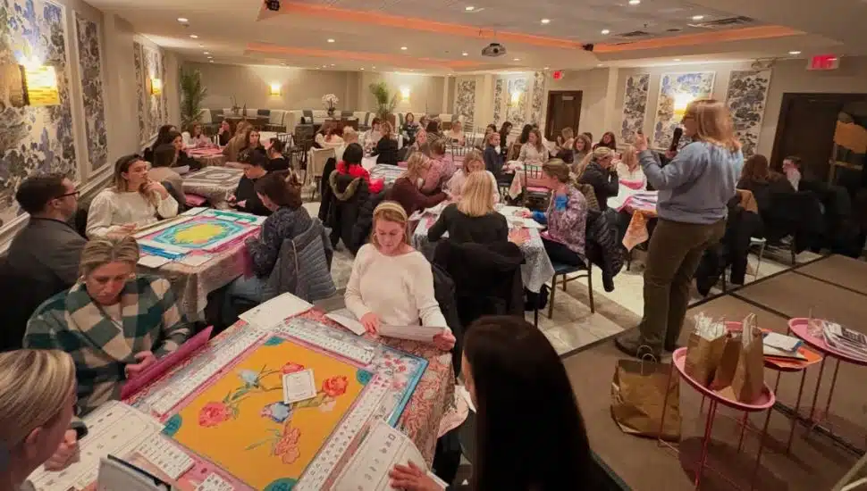 Mahjong players at Maison Lotus's mahjong night.