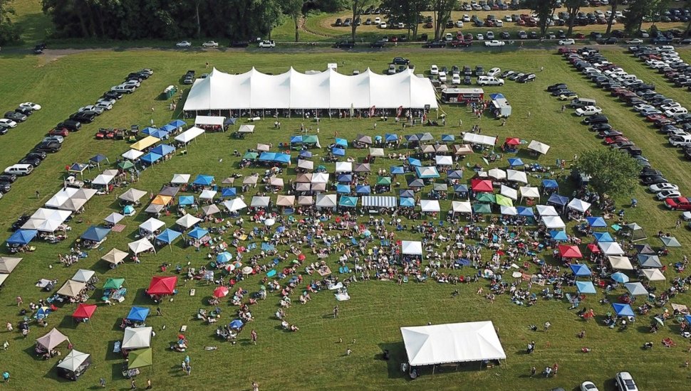 Aerial view of blues festival.