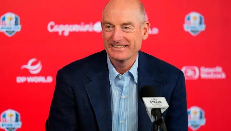 West Chester golf legend Jim Furyk at a press conference.