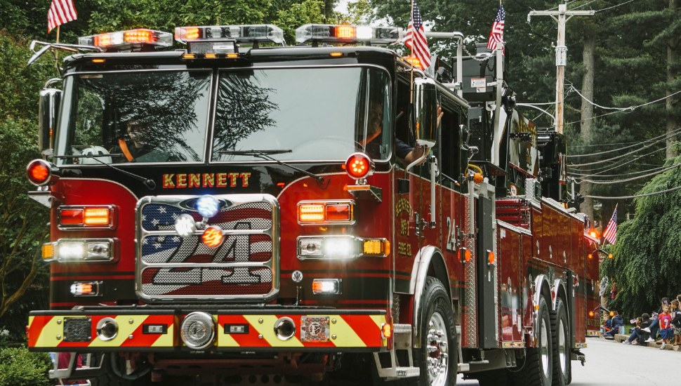 A Kennett fire company truck in a local parade.