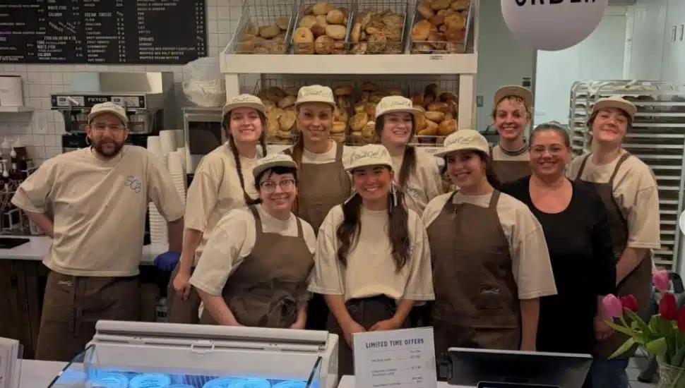 The Street Cart Bagels team behind the counter in February.