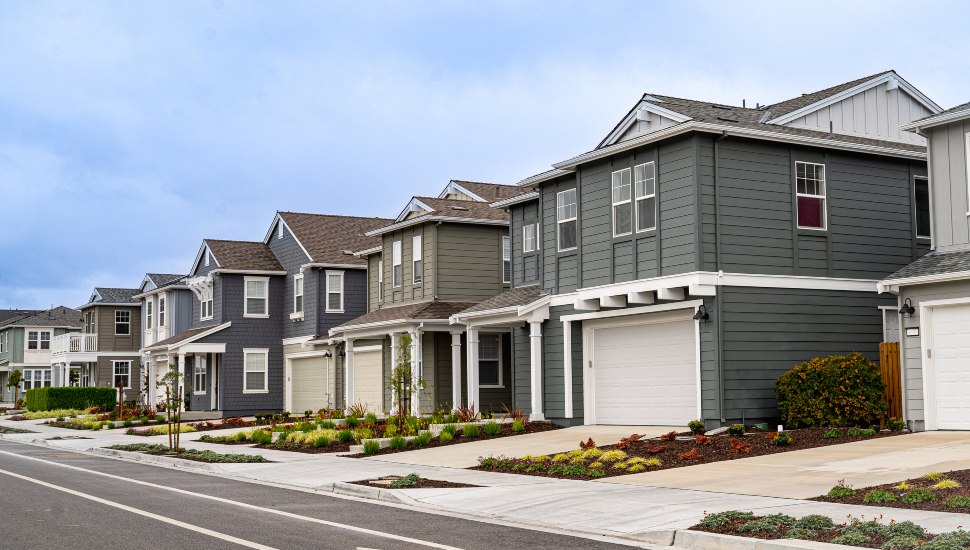 A row of suburban family homes.