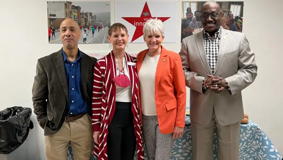 From left, Jarvis Berry, Executive Director of Coatesville Youth Initiative; Jennifer McNeil, Chair of the Board of Director of Coatesville Youth Initiative; state Senator Carolyn Comitta; and state Rep. Dan Williams.