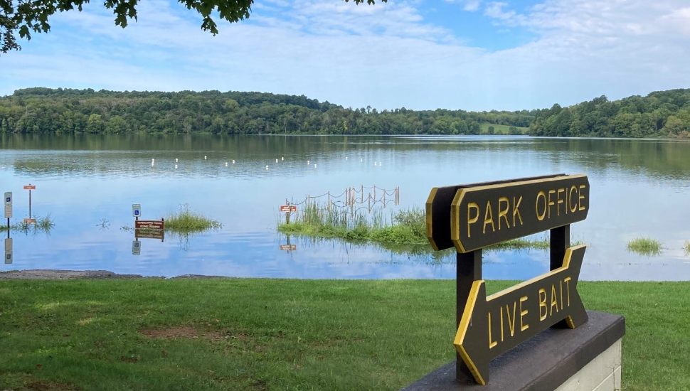 Lake and grass area at Marsh Creek State Park.