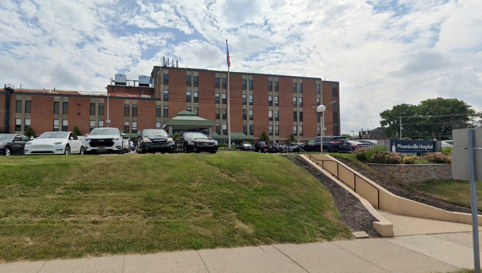 Outside of Phoenixville Hospital.