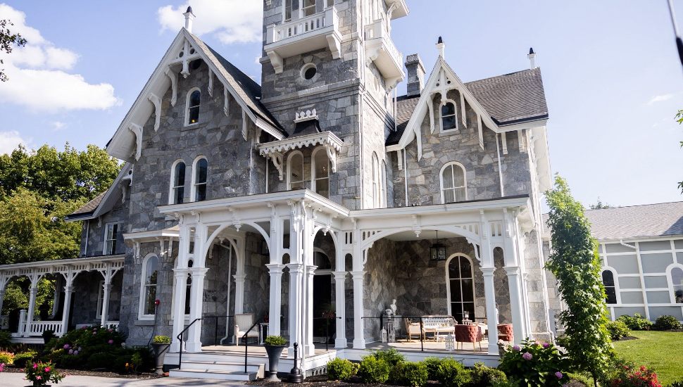 Loch Aerie Mansion gray stone exterior.