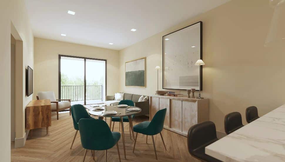 Interior of furnished Wayne Station apartment living area.